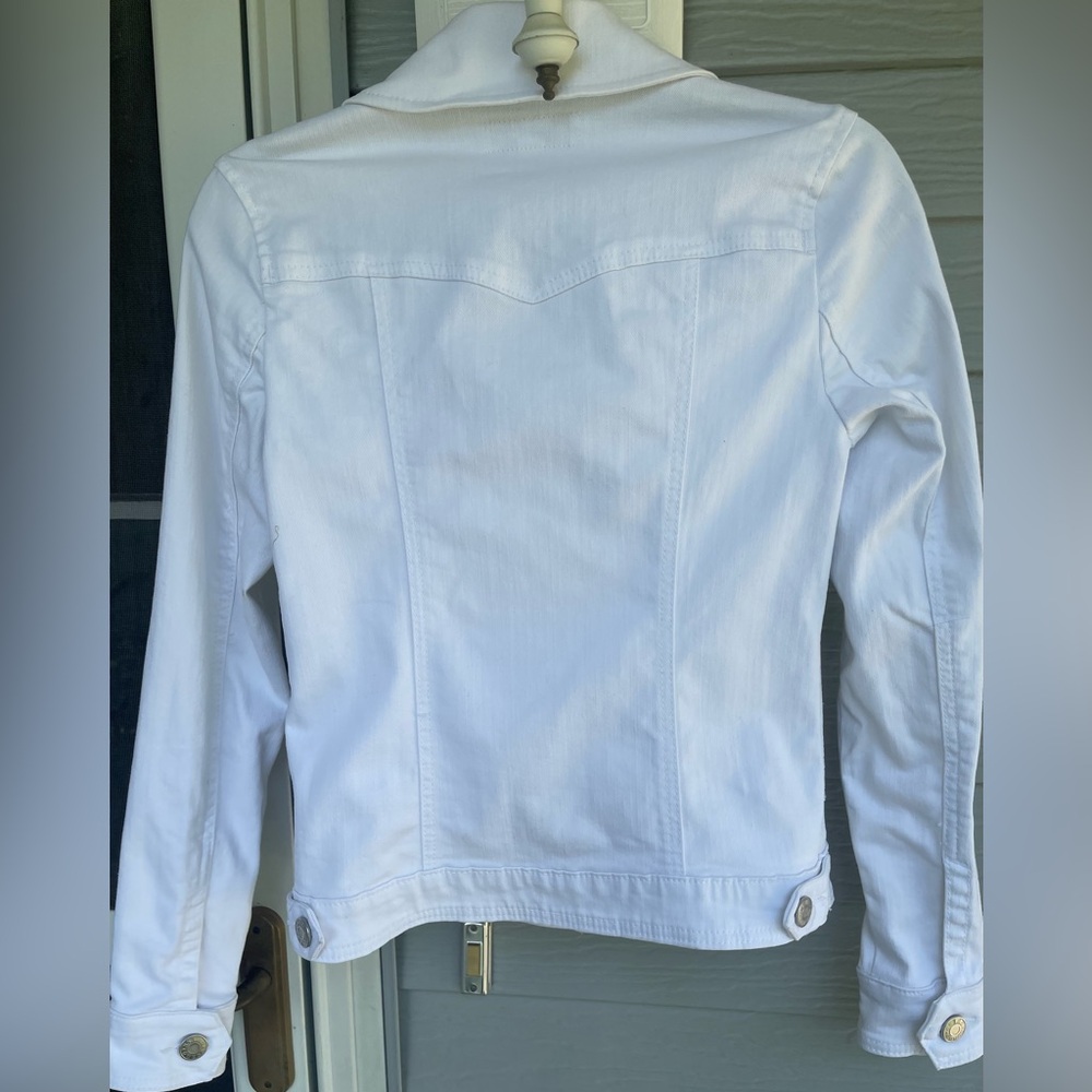 Guess Classic White Fitted Denim Jean Jacket Sz M - Picture 6 of 12